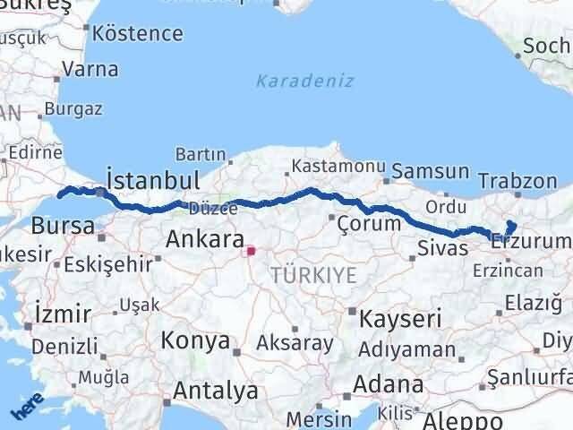 Gümüşhane Marmaraereğlisi Tekirdağ Arası Kaç Km - Yol Haritası