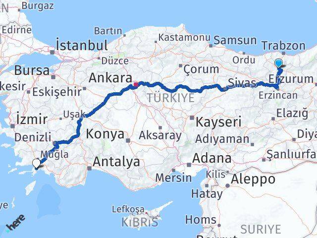 Gümüşhane Marmaris Muğla Arası Kaç Km - Yol Haritası