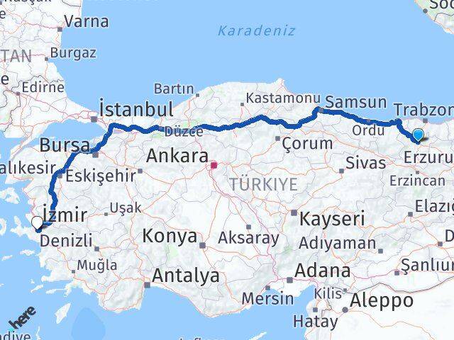 Gümüşhane Menderes İzmir Arası Kaç Km - Yol Haritası