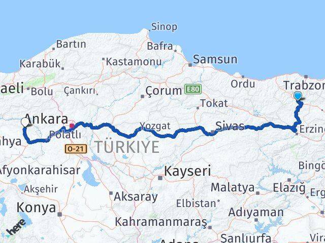 Gümüşhane Mihalıççık Eskişehir Arası Kaç Km - Yol Haritası