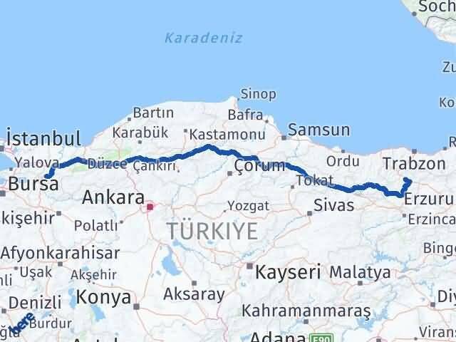 Gümüşhane Pamukova Sakarya Arası Kaç Km - Yol Haritası