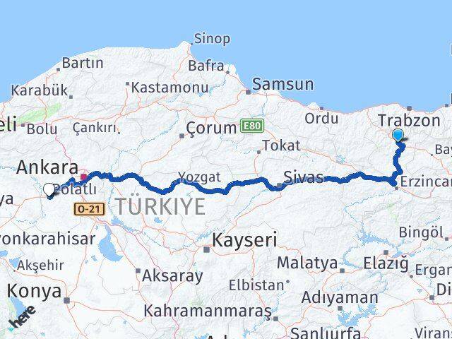 Gümüşhane Polatlı Ankara Arası Kaç Km - Yol Haritası