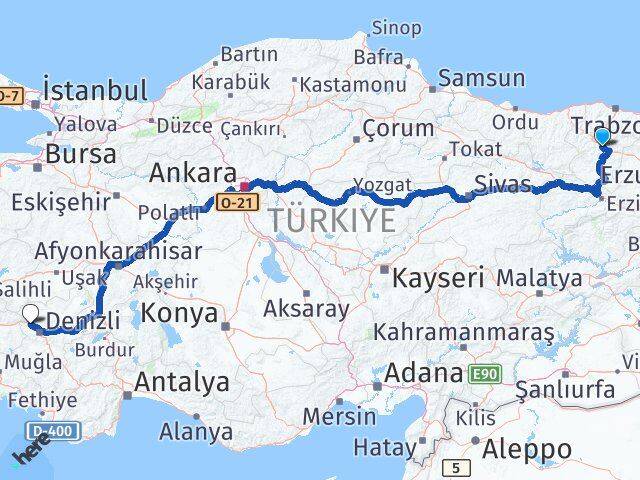 Gümüşhane Sarayköy Denizli Arası Kaç Km - Yol Haritası