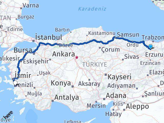 Gümüşhane Selçuk İzmir Arası Kaç Km - Yol Haritası