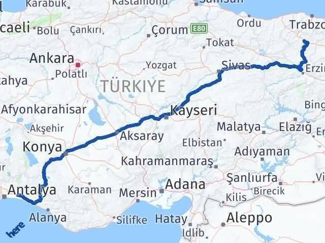 Gümüşhane Serik Antalya Arası Kaç Km - Yol Haritası