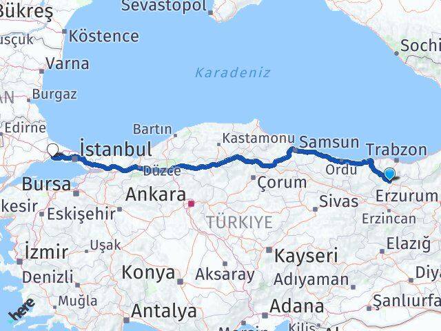 Gümüşhane Silivri İstanbul Arası Kaç Km - Yol Haritası