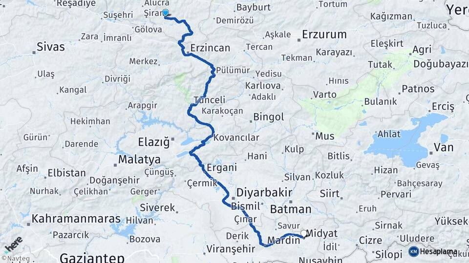 Gümüşhane Şiran İkisu Arası Kaç Km - Yol Haritası
