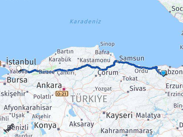 Gümüşhane Torul Kocaeli Arası Kaç Km - Yol Haritası