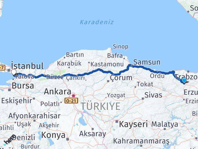 Gümüşhane Tuzla İstanbul Arası Kaç Km - Yol Haritası