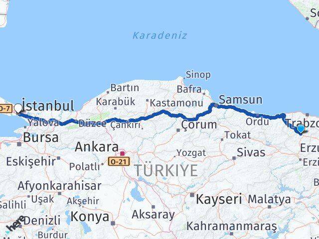 Gümüşhane Üsküdar İstanbul Arası Kaç Km - Yol Haritası