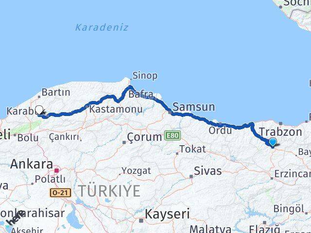 Gümüşhane Yenice Karabük Arası Kaç Km - Yol Haritası