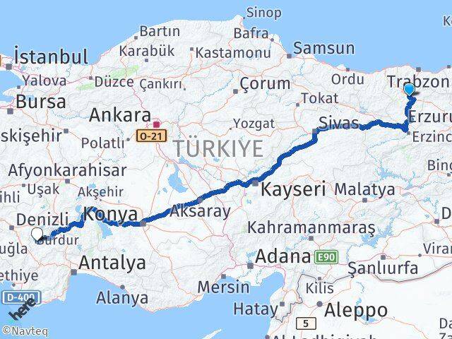 Gümüşhane Yeşilova Burdur Arası Kaç Km - Yol Haritası
