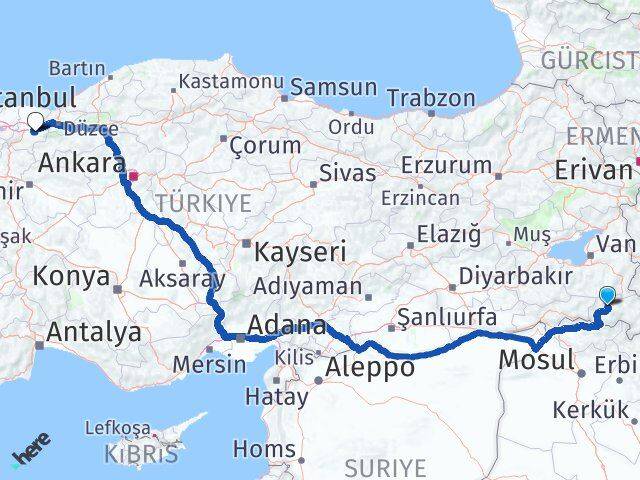 Hakkari Akyazı Sakarya Arası Kaç Km - Yol Haritası