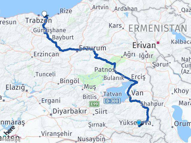 Hakkari Arsin Trabzon Arası Kaç Km - Yol Haritası