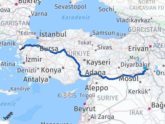 Hakkari Bayramiç Çanakkale Arası Kaç Km - Yol Haritası