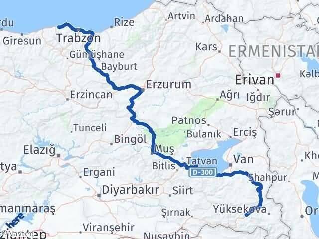 Hakkari Beşikdüzü Trabzon Arası Kaç Km - Yol Haritası