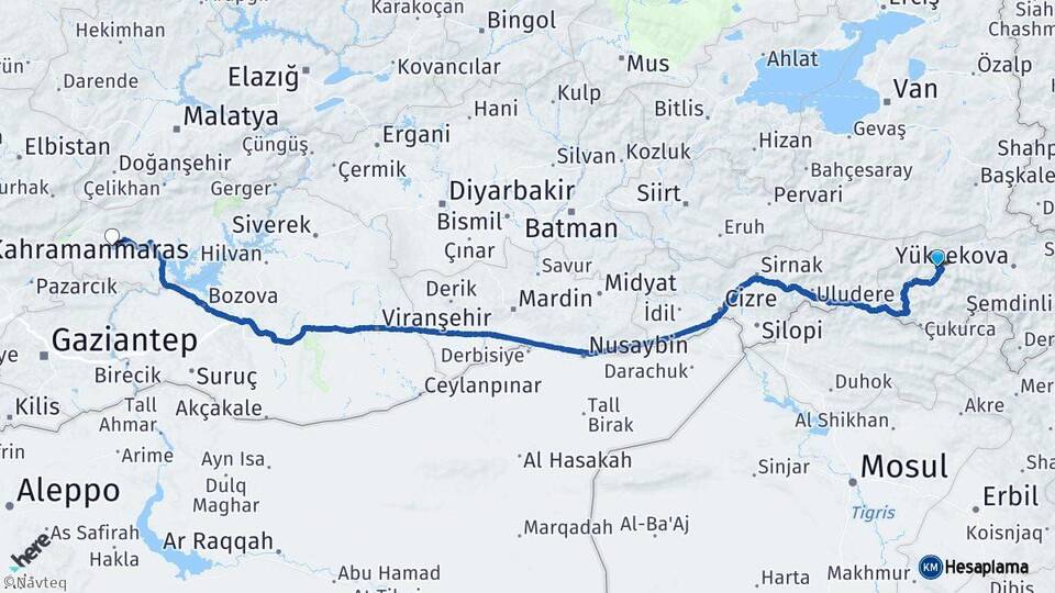 Hakkari Besni Adıyaman Arası Kaç Km - Yol Haritası
