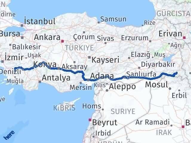 Hakkari Bozdoğan Aydın Arası Kaç Km - Yol Haritası