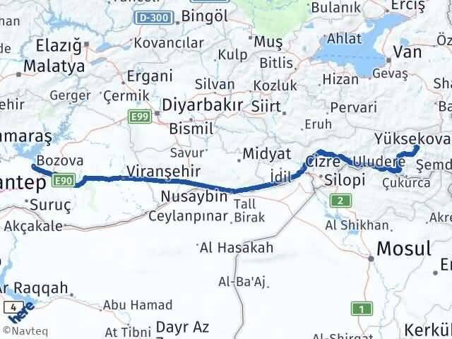 Hakkari Bozova Şanlıurfa Arası Kaç Km - Yol Haritası