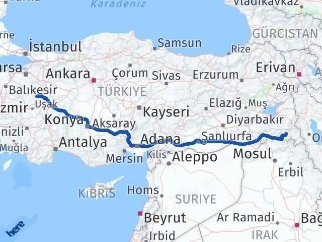 Hakkari Çavdarhisar Kütahya Arası Kaç Km - Yol Haritası