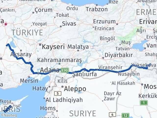 Hakkari Cihanbeyli Konya Arası Kaç Km - Yol Haritası