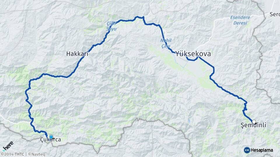 Hakkari Çukurca Şemdinli Arası Kaç Km - Yol Haritası