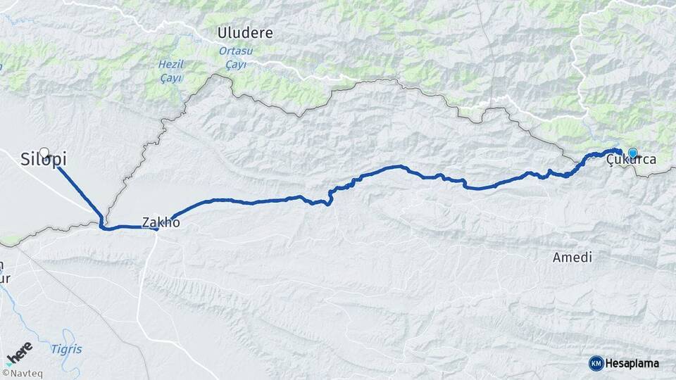 Hakkari Çukurca Silopi Şırnak Arası Kaç Km - Yol Haritası