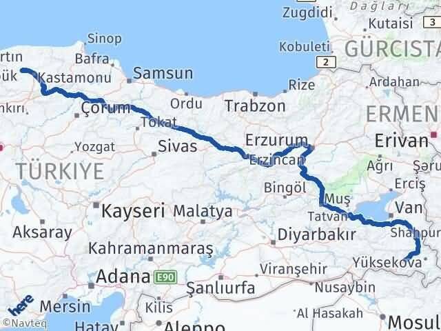 Hakkari Daday Kastamonu Arası Kaç Km - Yol Haritası