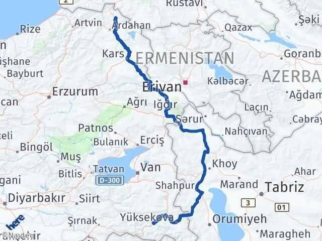 Hakkari Damal Ardahan Arası Kaç Km - Yol Haritası