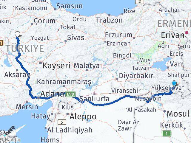Hakkari Delice Kırıkkale Arası Kaç Km - Yol Haritası