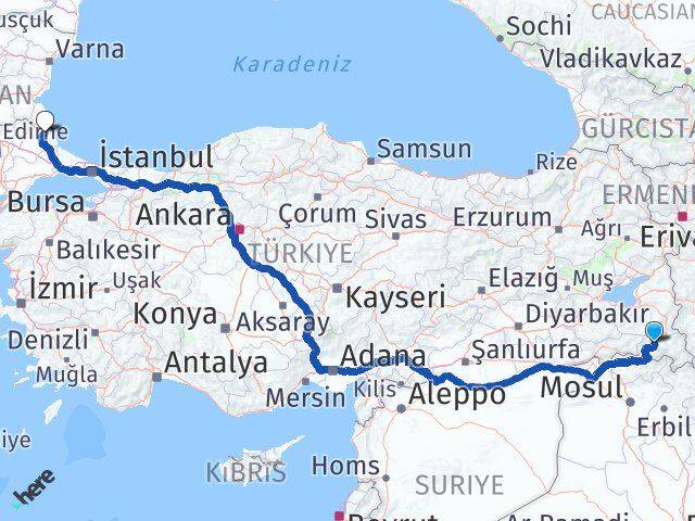 Hakkari Demirköy Kırklareli Arası Kaç Km - Yol Haritası
