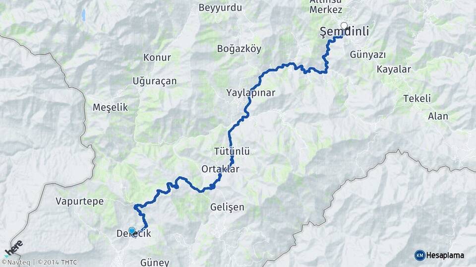 Hakkari Derecik Şemdinli Arası Kaç Km - Yol Haritası