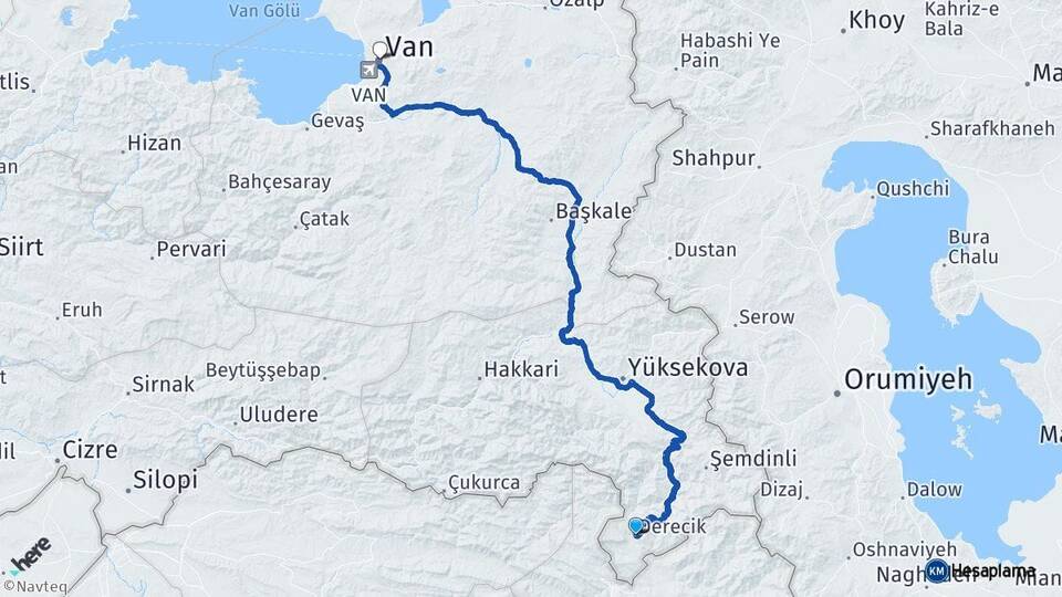 Hakkari Derecik Van Arası Kaç Km - Yol Haritası