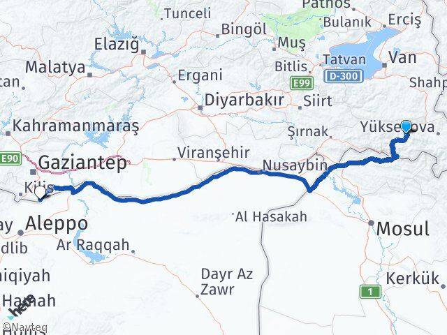 Hakkari Elbeyli Kilis Arası Kaç Km - Yol Haritası