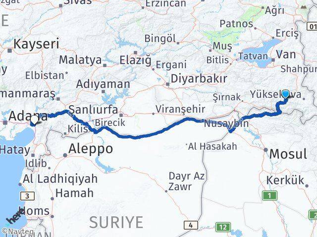 Hakkari Erzin Hatay Arası Kaç Km - Yol Haritası