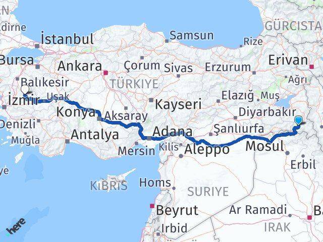 Hakkari Gördes Manisa Arası Kaç Km - Yol Haritası
