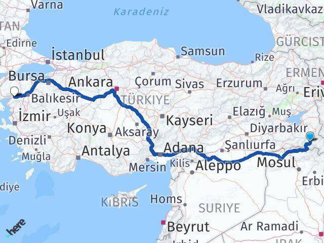 Hakkari Havran Balıkesir Arası Kaç Km - Yol Haritası