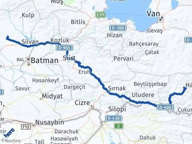Hakkari Hazro Diyarbakır Arası Kaç Km - Yol Haritası