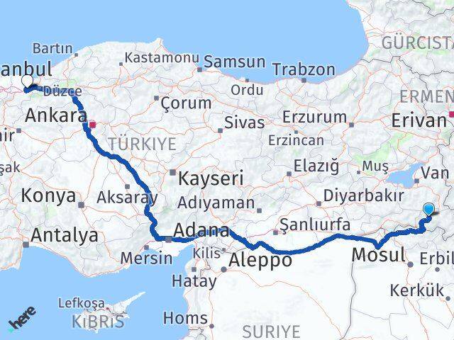 Hakkari Hendek Sakarya Arası Kaç Km - Yol Haritası