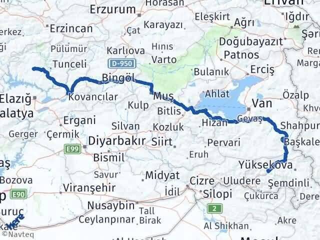 Hakkari Hozat Tunceli Arası Kaç Km - Yol Haritası