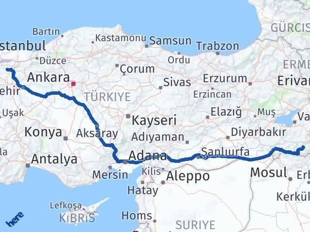 Hakkari İznik Bursa Arası Kaç Km - Yol Haritası