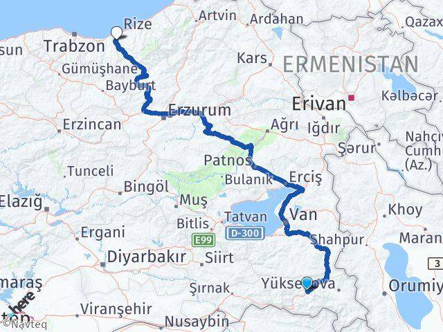 Hakkari Kalkandere Rize Arası Kaç Km - Yol Haritası