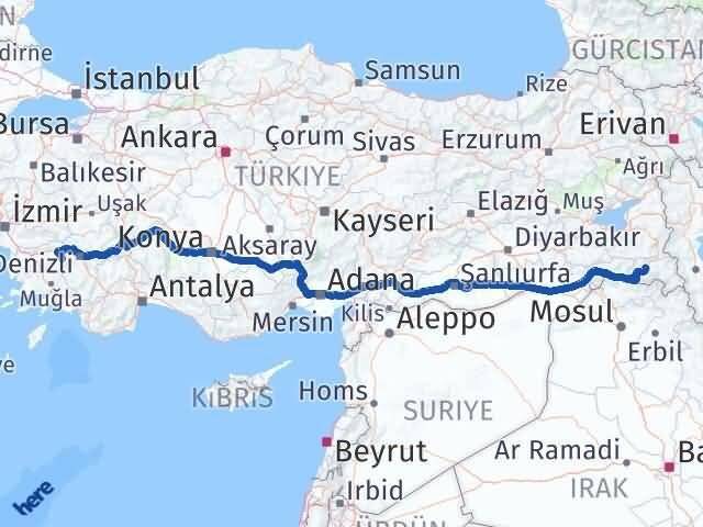Hakkari Karacasu Aydın Arası Kaç Km - Yol Haritası