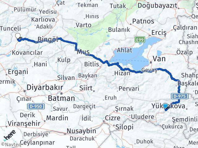 Hakkari Karakoçan Elazığ Arası Kaç Km - Yol Haritası