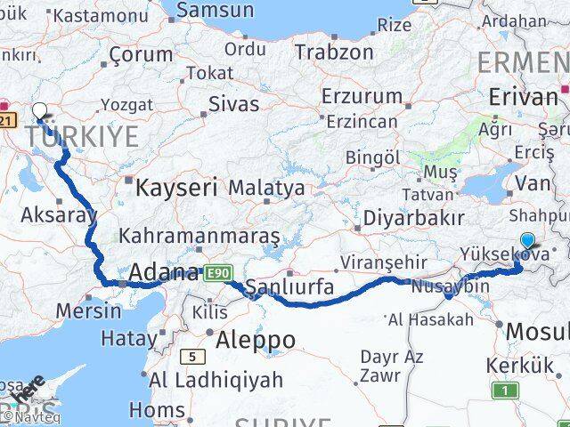 Hakkari Keskin Kırıkkale Arası Kaç Km - Yol Haritası