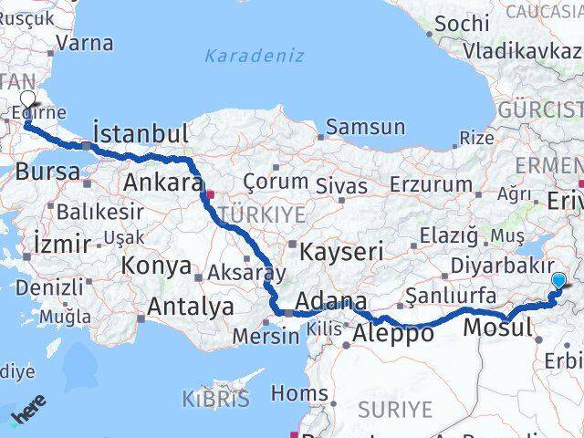 Hakkari Kofçaz Kırklareli Arası Kaç Km - Yol Haritası