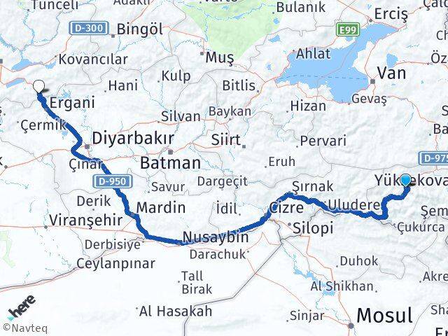Hakkari Maden Elazığ Arası Kaç Km - Yol Haritası
