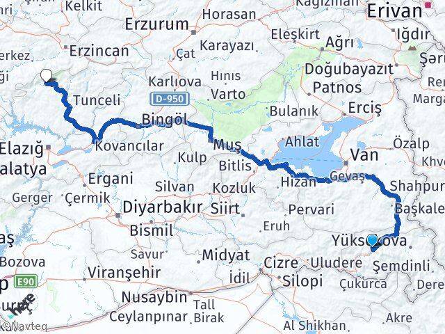 Hakkari Ovacık Tunceli Arası Kaç Km - Yol Haritası