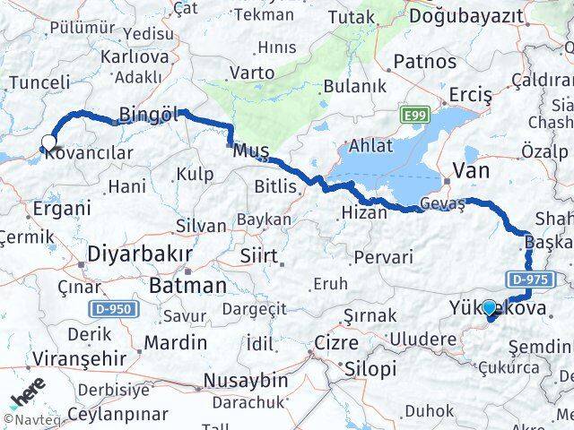 Hakkari Palu Elazığ Arası Kaç Km - Yol Haritası