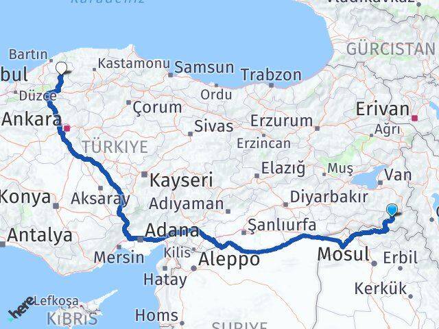 Hakkari Safranbolu Karabük Arası Kaç Km - Yol Haritası